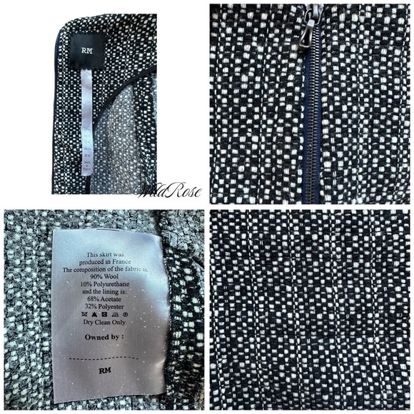 RM ROLAND MOURET Gray Tweed Wool Pencil Skirt SZ 8 - Picture 14 of 14